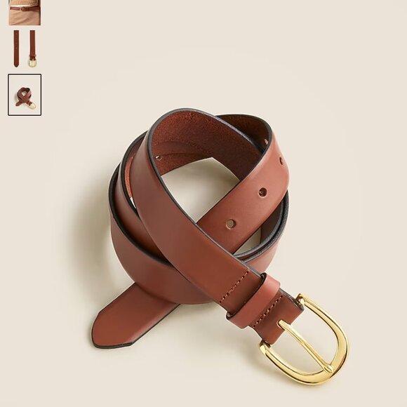 J. Crew Classic Belt in Italian Brown Leather with Gold Hook Size Large - Picture 3 of 9